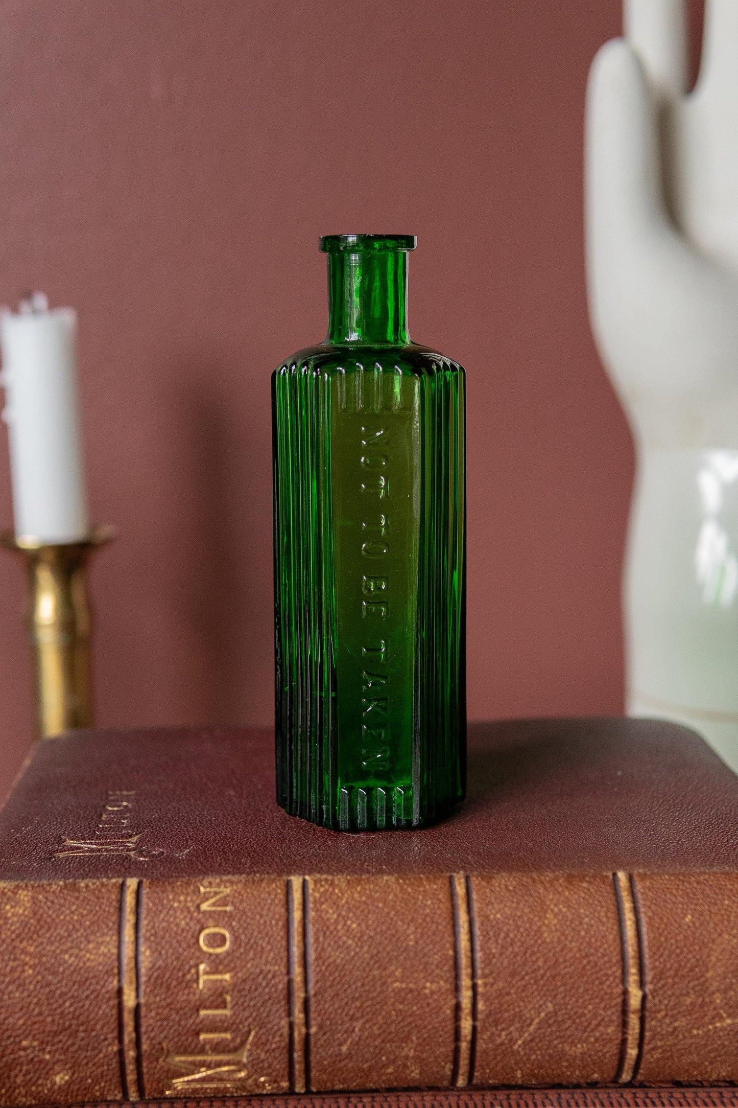 Antique Green Poison Bottle. Embossed “Not To Be Taken”
