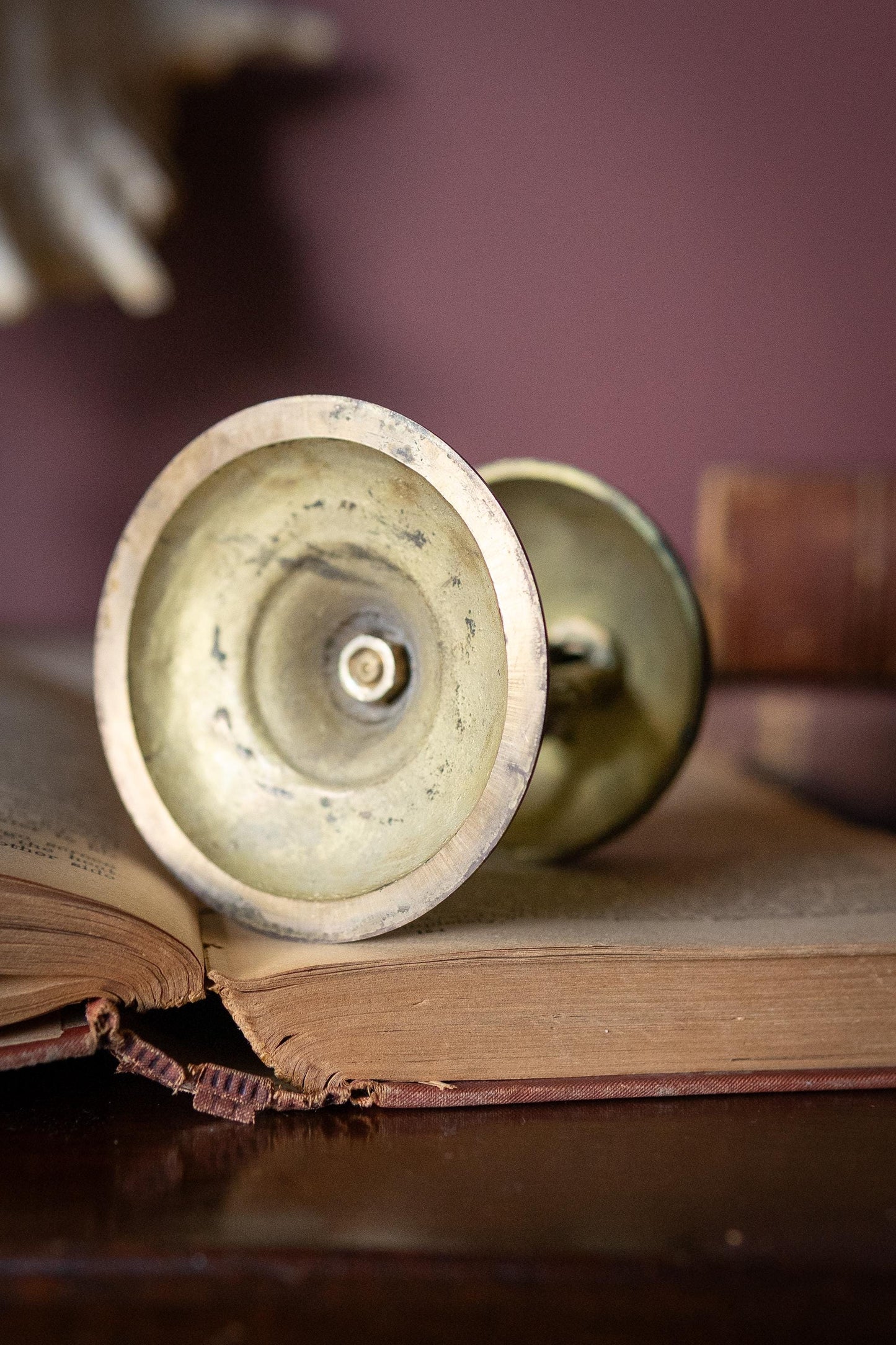 Vintage Brass Service Bell, Aged Patina Desk, Hotel Reception Accent