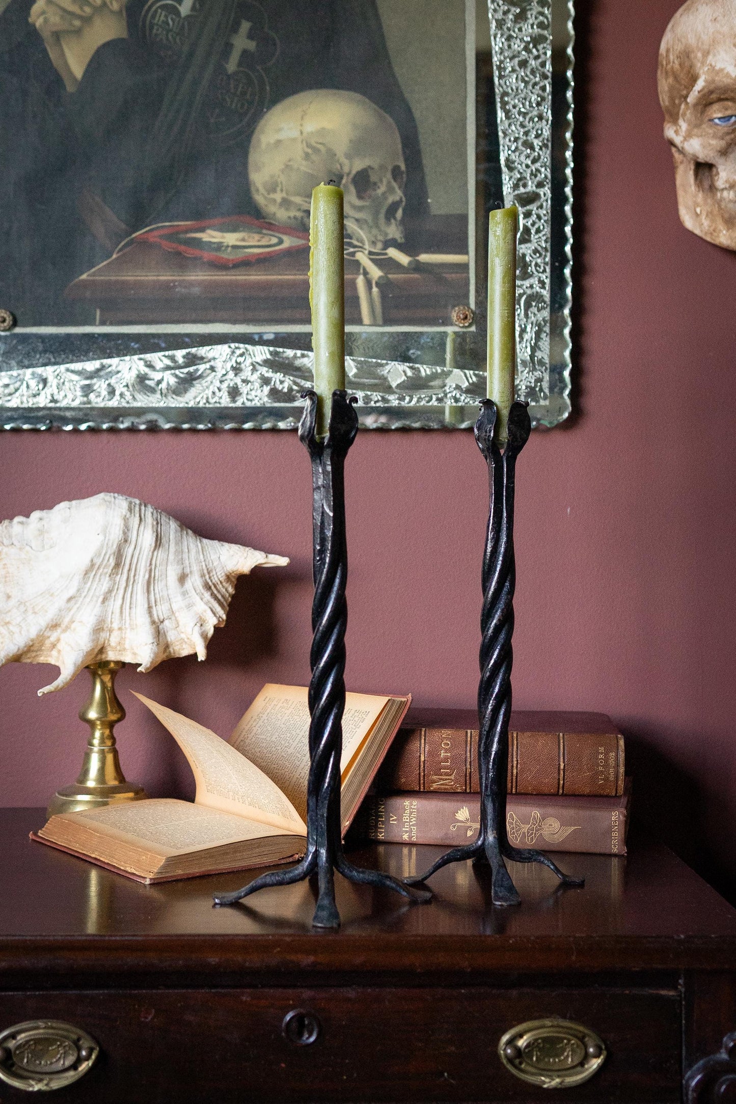 Pair of Twisted Iron Candlesticks