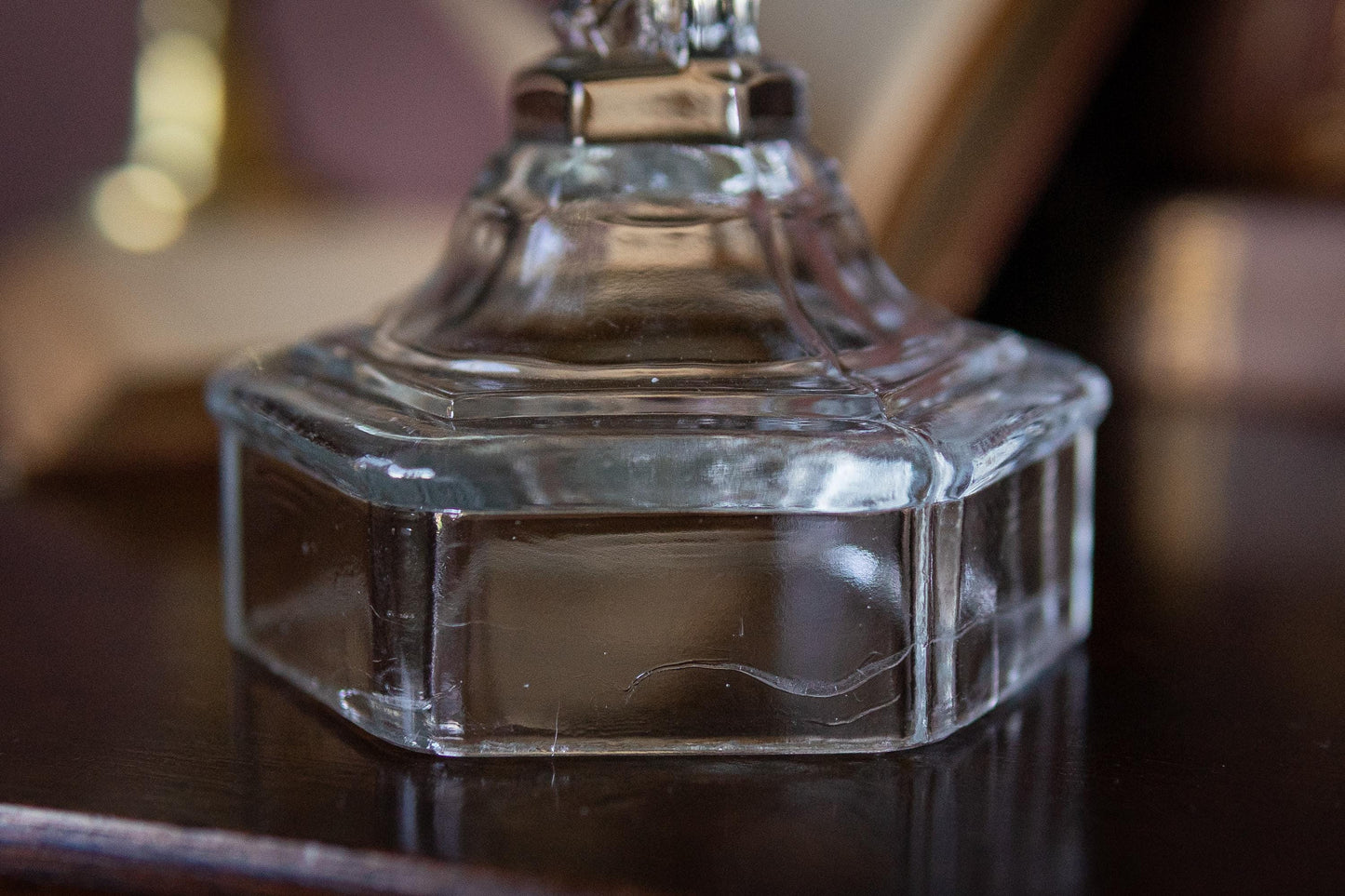 Vintage Glass Crucifix Candlestick