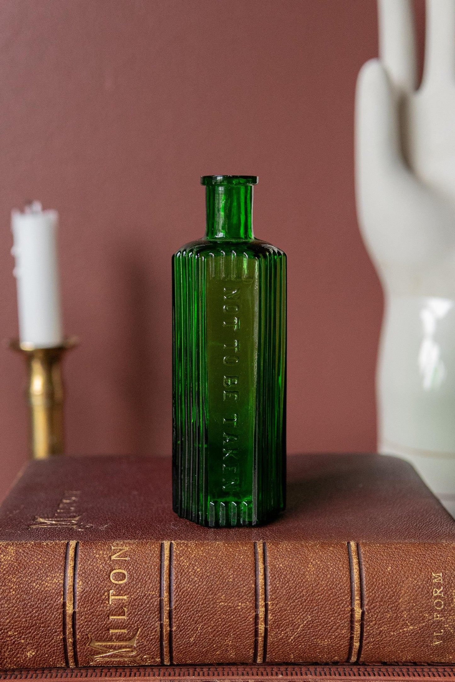 Antique Green Poison Bottle. Embossed “Not To Be Taken”