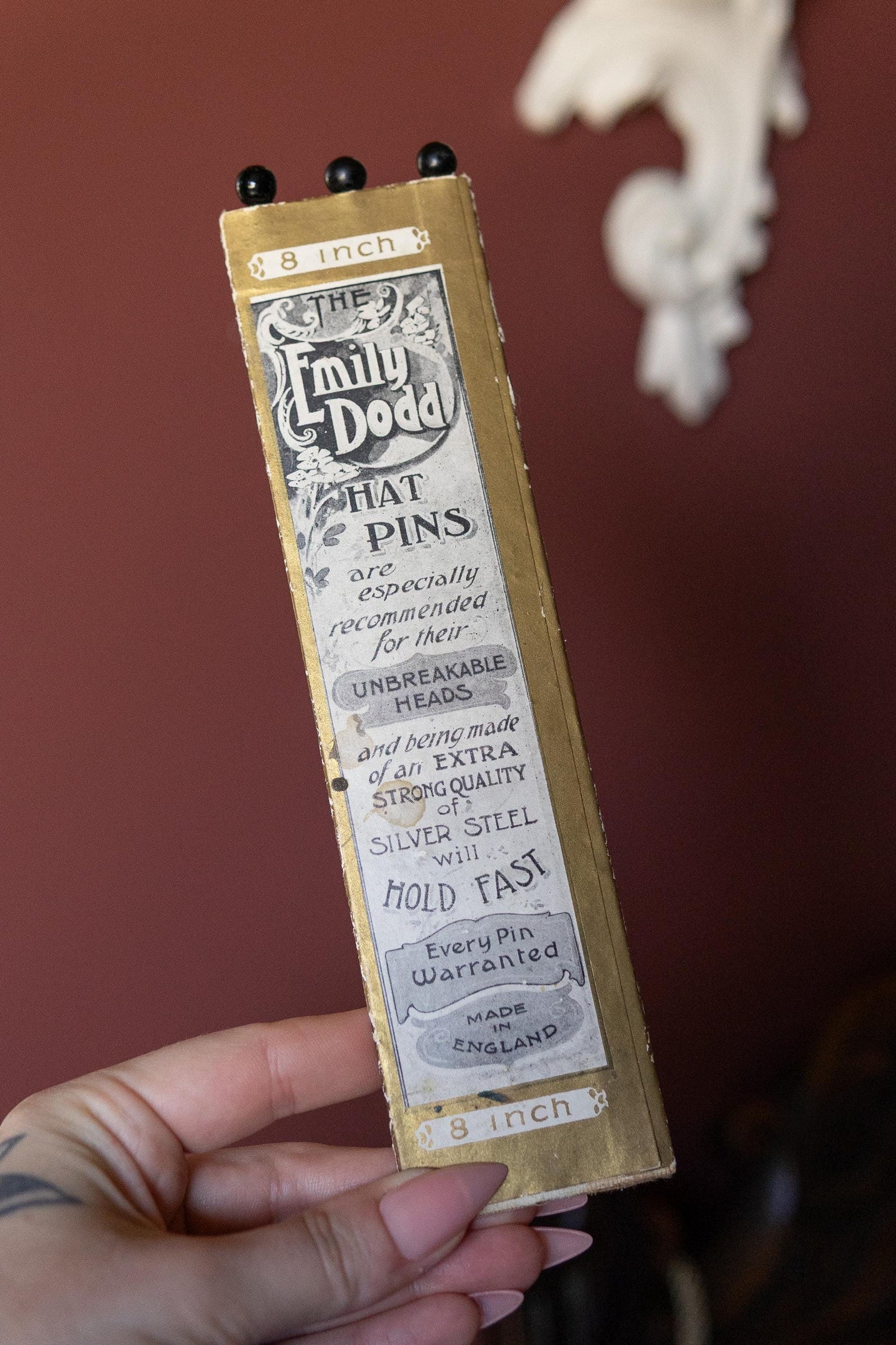 Antique Emily Dodd Hat Pins on Original packaging